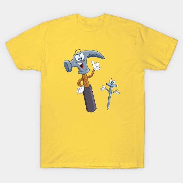 Hammer and Nail Cartoon T-Shirt by DigiToonsTreasures